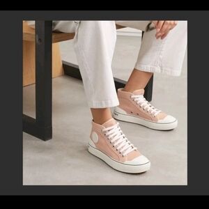 Stella McCartney Pink and White Canvas Sneakerssz 8